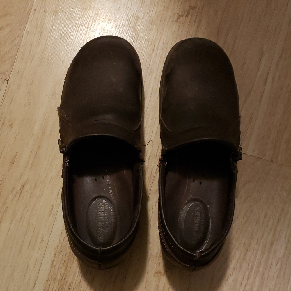 Women's Chocolate Dark Brown Leather Work Clogs Size 8.5